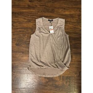 Cable & Gauge Womens Knit Sleeveless V-Neck Top Sz XS Tan